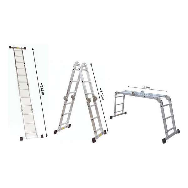 Ladder / Werkladder met Werkplatform - Aluminium - 4 x 3 Treden Ladder / Werkladder met Werkplatform - Aluminium - 4 x 3 Treden