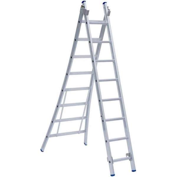 Eurostairs Reform ladder dubbel uitgebogen 2x12 sporten + gevelrollen Eurostairs Reform ladder dubbel uitgebogen 2x12 sporten + gevelrollen