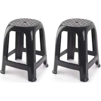 2x Donkergrijze krukjes/keukenkrukjes/opstapjes 46,5 cm - Keuken/badkamer krukjes/zitjes