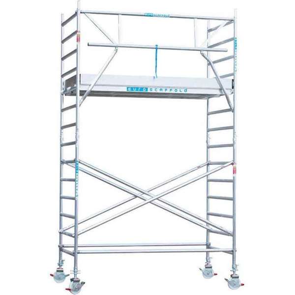 Rolsteiger Standaard 75x190 5,2m werkhoogte carbon vloer + enkele voorloopleuning Rolsteiger Standaard 75x190 5,2m werkhoogte carbon vloer + enkele voorloopleuning