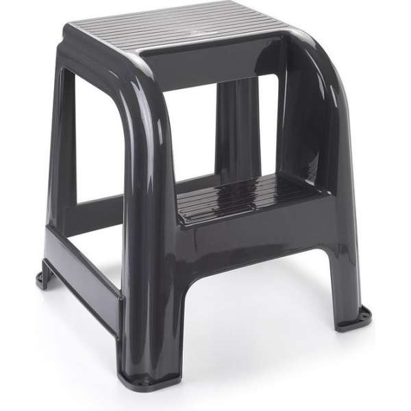 Pakket van 3x stuks donkergrijs keukenkrukje/opstapje met 2 treden 45 cm - Keuken/badkamer krukjes/opstapjes Pakket van 3x stuks donkergrijs keukenkrukje/opstapje met 2 treden 45 cm - Keuken/badkamer krukjes/opstapjes