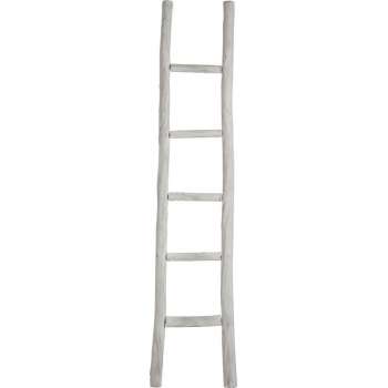 J-Line Ladder Ruw 5 Treden Hout Wit