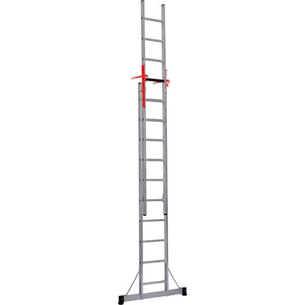 Professionele 2 delige schuifladder met Top Safe Systeem 2 x 8 treden Professionele 2 delige schuifladder met Top Safe Systeem 2 x 8 treden