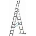 Reformladder driedelig recht 3x14 sporten + gevelrollen
