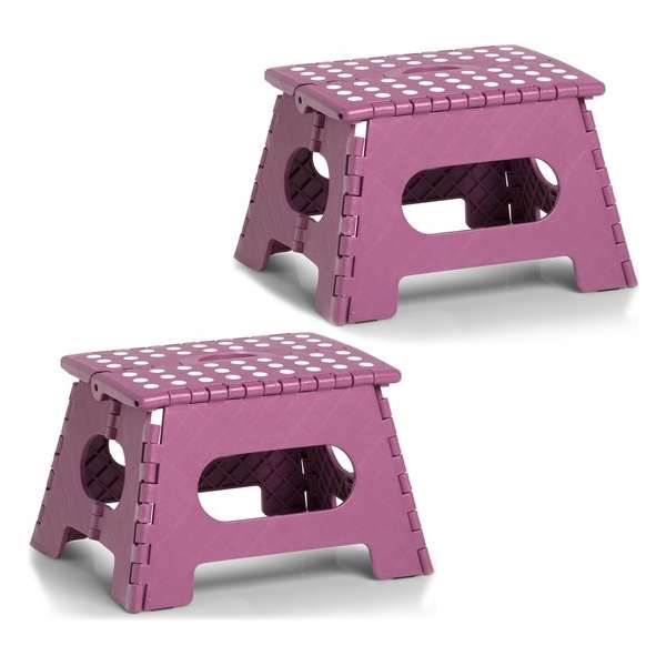 2x Roze opvouwbare opstapjes/opstapkrukjes/toiletkrukjes 35 x 22 cm - Huishouding - Huishoudkrukje/opstapje - Toiletkrukje 2x Roze opvouwbare opstapjes/opstapkrukjes/toiletkrukjes 35 x 22 cm - Huishouding - Huishoudkrukje/opstapje - Toiletkrukje