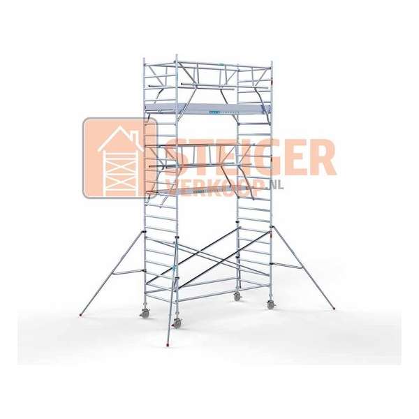 Rolsteiger Standaard 135x305 7,2m werkhoogte carbon vloer + dubbele voorloopleuning Rolsteiger Standaard 135x305 7,2m werkhoogte carbon vloer + dubbele voorloopleuning