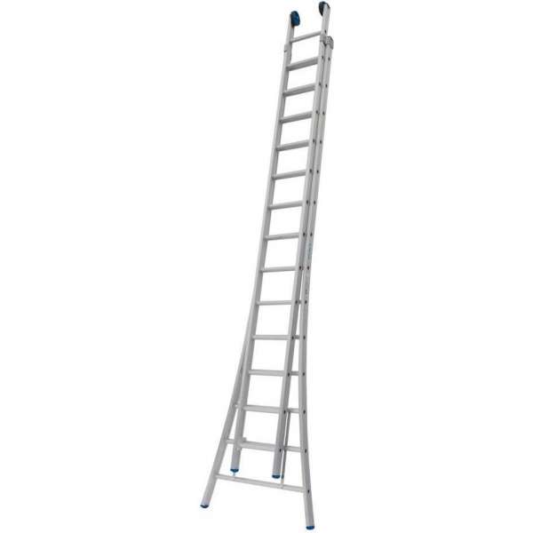 Ladder Type C gecoat dubbel uitgebogen 2x14 sporten + gevelrollen Ladder Type C gecoat dubbel uitgebogen 2x14 sporten + gevelrollen