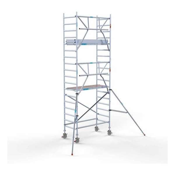 Rolsteiger Standaard 90x190 6,2m werkhoogte + enkele voorloopleuning Rolsteiger Standaard 90x190 6,2m werkhoogte + enkele voorloopleuning