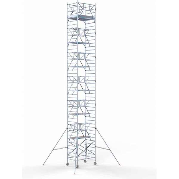 Rolsteiger Standaard 135x190 14,2m werkhoogte carbon vloer + dubbele voorloopleuning Rolsteiger Standaard 135x190 14,2m werkhoogte carbon vloer + dubbele voorloopleuning