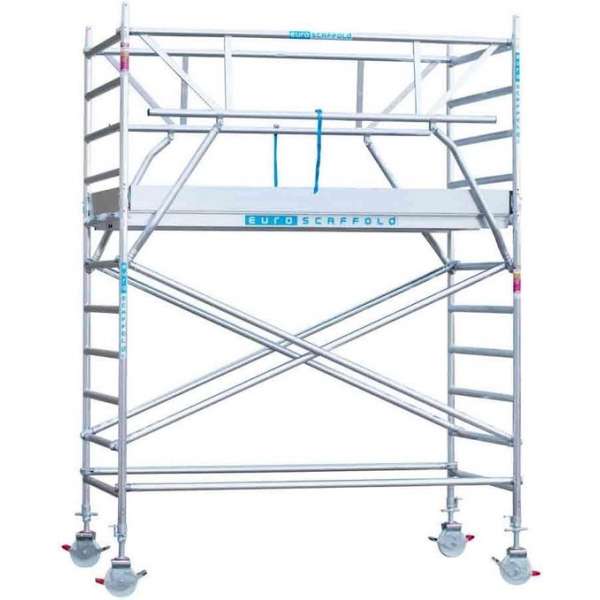 Rolsteiger Standaard 135x250 4,2m werkhoogte + enkele voorloopleuning Rolsteiger Standaard 135x250 4,2m werkhoogte + enkele voorloopleuning