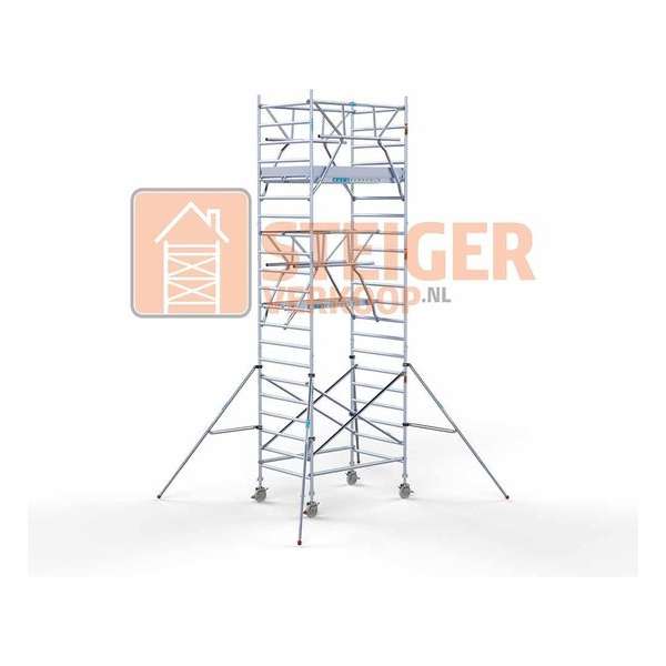 Rolsteiger Standaard 135x190 7,2m werkhoogte carbon vloer + dubbele voorloopleuning Rolsteiger Standaard 135x190 7,2m werkhoogte carbon vloer + dubbele voorloopleuning