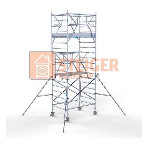 Rolsteiger Standaard 135x190 6,2m werkhoogte carbon vloer + dubbele voorloopleuning Rolsteiger Standaard 135x190 6,2m werkhoogte carbon vloer + dubbele voorloopleuning
