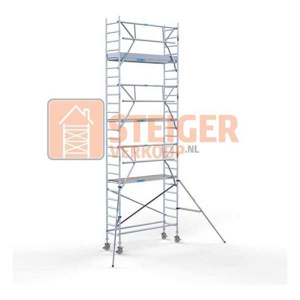 Rolsteiger Standaard 75x250 8,2m werkhoogte carbon vloer + enkele voorloopleuning Rolsteiger Standaard 75x250 8,2m werkhoogte carbon vloer + enkele voorloopleuning