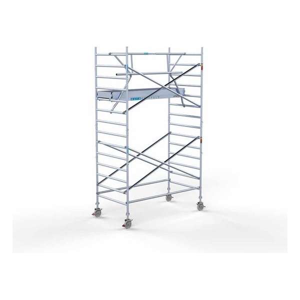 Rolsteiger Standaard 135x250 5,2m werkhoogte carbon vloer + enkele voorloopleuning Rolsteiger Standaard 135x250 5,2m werkhoogte carbon vloer + enkele voorloopleuning