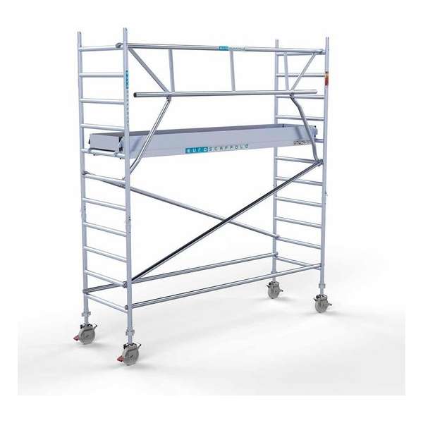 Rolsteiger Standaard 90x305 4,2m werkhoogte + enkele voorloopleuning Rolsteiger Standaard 90x305 4,2m werkhoogte + enkele voorloopleuning