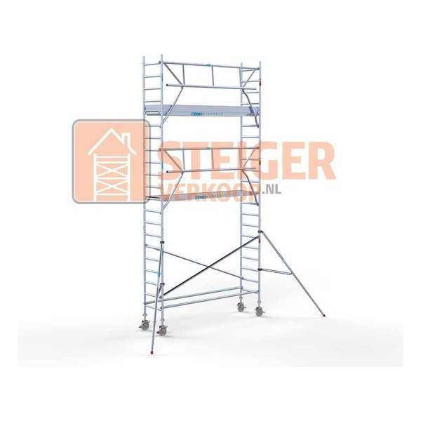 Rolsteiger Standaard 75x305 7,2m werkhoogte carbon vloer + enkele voorloopleuning Rolsteiger Standaard 75x305 7,2m werkhoogte carbon vloer + enkele voorloopleuning