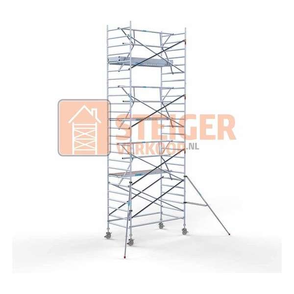 Rolsteiger Standaard 135x250 8,2m werkhoogte carbon vloer + enkele voorloopleuning Rolsteiger Standaard 135x250 8,2m werkhoogte carbon vloer + enkele voorloopleuning