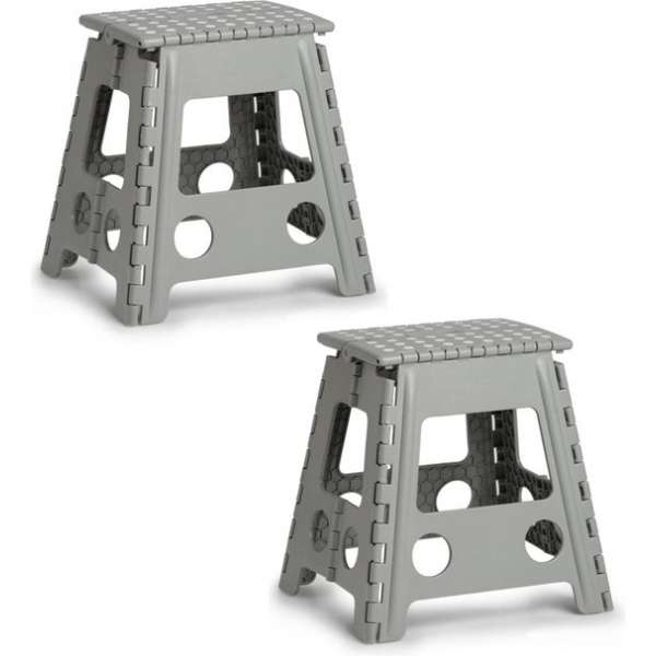 2x stuks Grijze opvouwbare opstapjes/opstapkrukjes 38,5 x 39 cm 2x stuks Grijze opvouwbare opstapjes/opstapkrukjes 38,5 x 39 cm