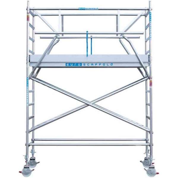 Rolsteiger Standaard 135x190 4,2m werkhoogte carbon vloer + enkele voorloopleuning Rolsteiger Standaard 135x190 4,2m werkhoogte carbon vloer + enkele voorloopleuning