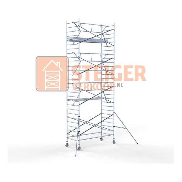 Rolsteiger Standaard 135x305 9,2m werkhoogte carbon vloer + enkele voorloopleuning Rolsteiger Standaard 135x305 9,2m werkhoogte carbon vloer + enkele voorloopleuning