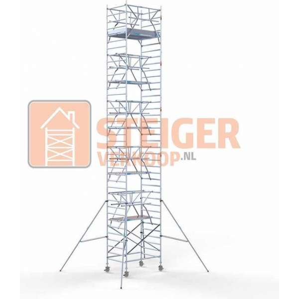 Rolsteiger Standaard 135x190 12,2m werkhoogte carbon vloer + dubbele voorloopleuning Rolsteiger Standaard 135x190 12,2m werkhoogte carbon vloer + dubbele voorloopleuning