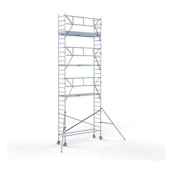 Rolsteiger Standaard 75x305 9,2m werkhoogte carbon vloer + enkele voorloopleuning Rolsteiger Standaard 75x305 9,2m werkhoogte carbon vloer + enkele voorloopleuning