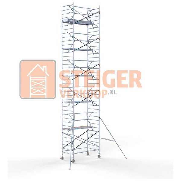 Rolsteiger Standaard 135x250 12,2m werkhoogte carbon vloer + enkele voorloopleuning Rolsteiger Standaard 135x250 12,2m werkhoogte carbon vloer + enkele voorloopleuning