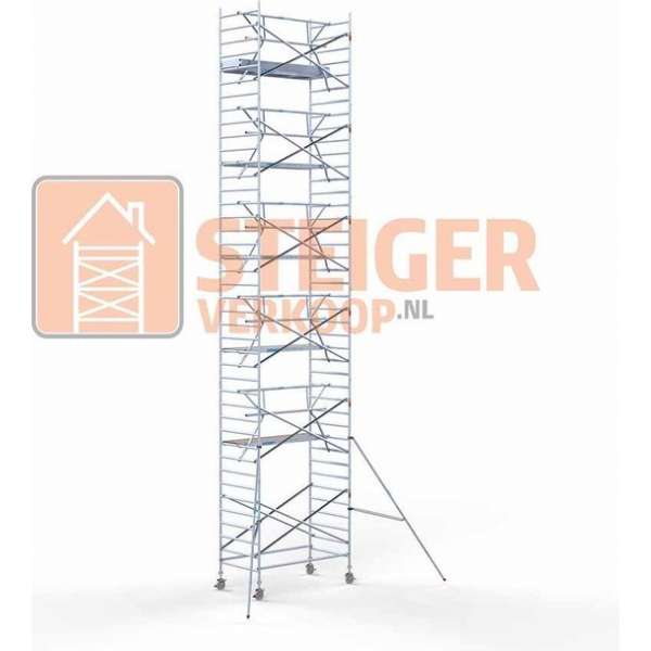 Rolsteiger Standaard 135x250 13,2m werkhoogte carbon vloer + enkele voorloopleuning Rolsteiger Standaard 135x250 13,2m werkhoogte carbon vloer + enkele voorloopleuning