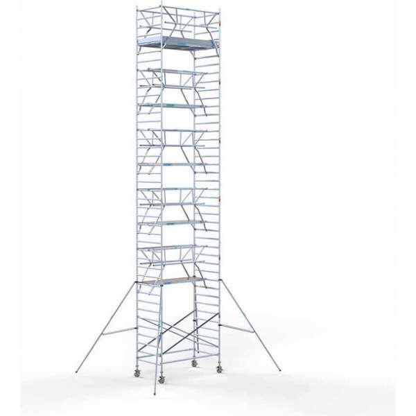 Rolsteiger Standaard 135x250 13,2m werkhoogte carbon vloer + dubbele voorloopleuning Rolsteiger Standaard 135x250 13,2m werkhoogte carbon vloer + dubbele voorloopleuning