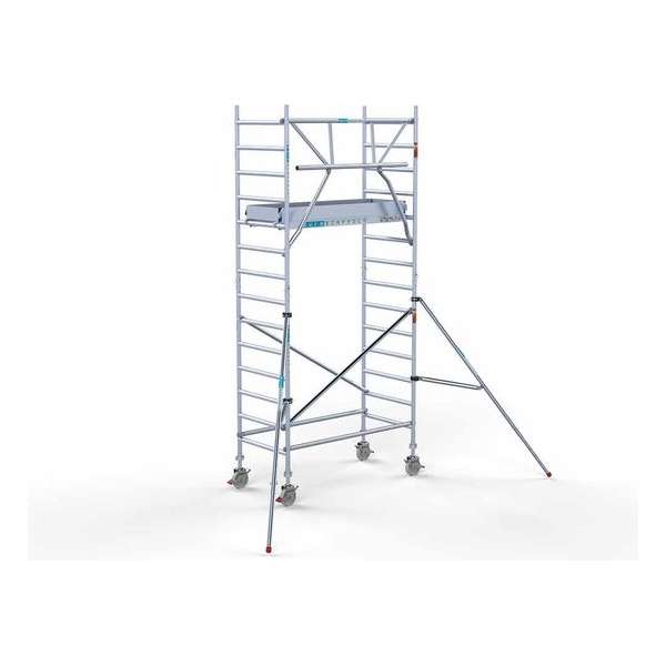 Rolsteiger Standaard 90x190 5,2m werkhoogte carbon vloer + enkele voorloopleuning Rolsteiger Standaard 90x190 5,2m werkhoogte carbon vloer + enkele voorloopleuning