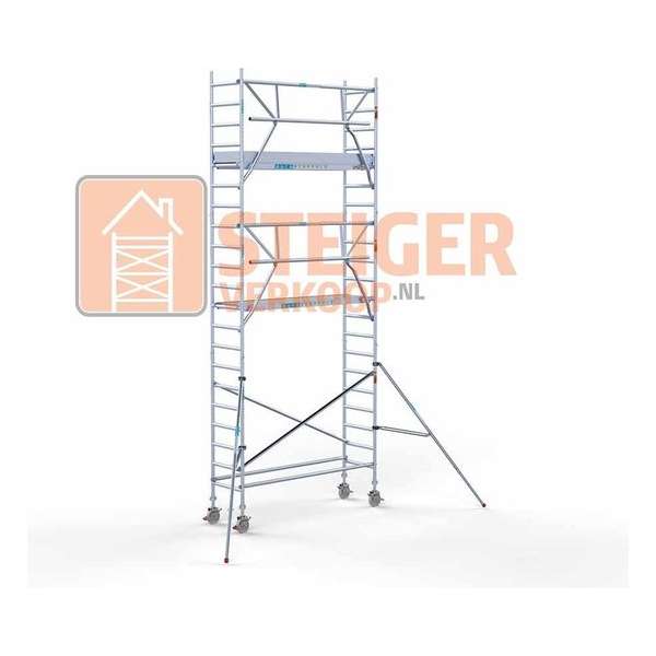 Rolsteiger Standaard 75x250 7,2m werkhoogte carbon vloer + enkele voorloopleuning Rolsteiger Standaard 75x250 7,2m werkhoogte carbon vloer + enkele voorloopleuning