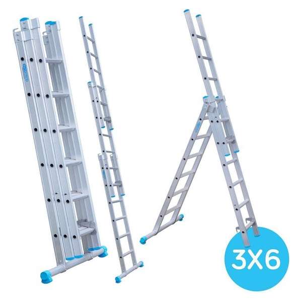 Eurostairs Reform ladder driedelig recht 3x6 sporten Eurostairs Reform ladder driedelig recht 3x6 sporten