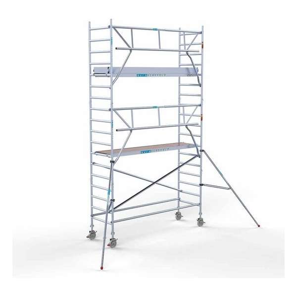 Rolsteiger Standaard 90x305 6,2m werkhoogte + enkele voorloopleuning Rolsteiger Standaard 90x305 6,2m werkhoogte + enkele voorloopleuning