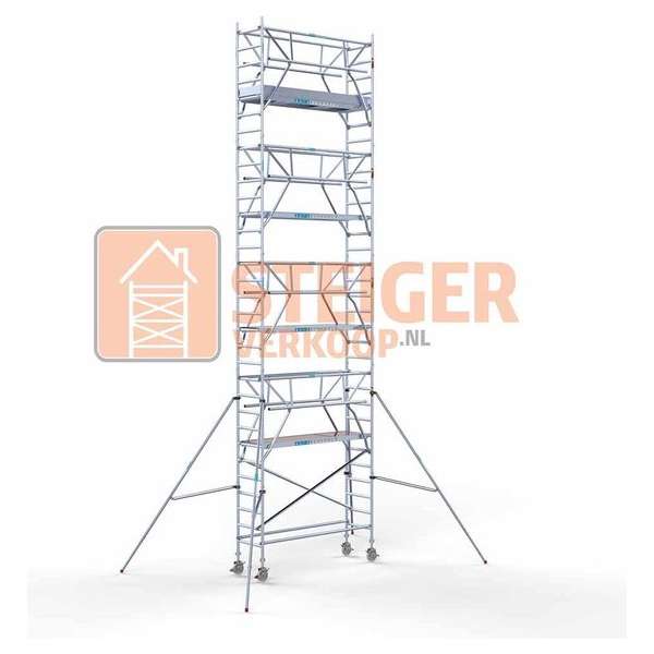 Rolsteiger Standaard 75x250 10,2m werkhoogte carbon vloer + dubbele voorloopleuning Rolsteiger Standaard 75x250 10,2m werkhoogte carbon vloer + dubbele voorloopleuning