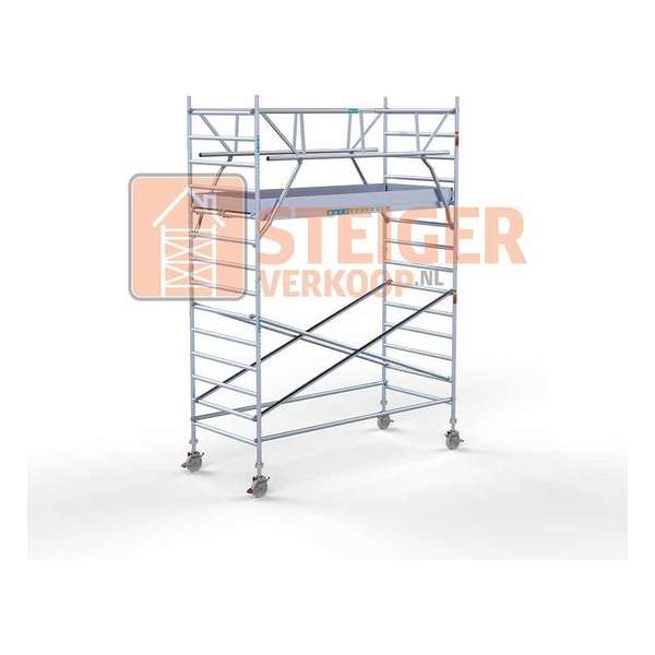 Rolsteiger Standaard 135x305 5,2m werkhoogte carbon vloer + dubbele voorloopleuning Rolsteiger Standaard 135x305 5,2m werkhoogte carbon vloer + dubbele voorloopleuning