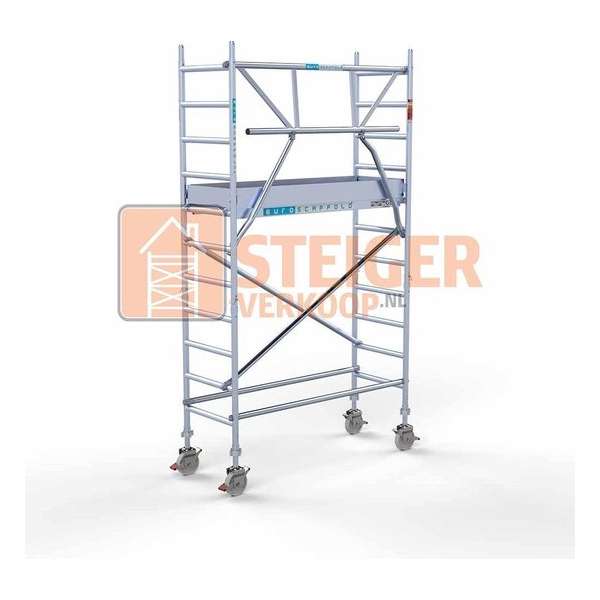 Rolsteiger Standaard 75x190 4,2m werkhoogte carbon vloer + enkele voorloopleuning Rolsteiger Standaard 75x190 4,2m werkhoogte carbon vloer + enkele voorloopleuning