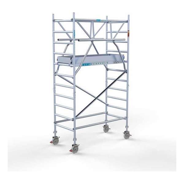 Rolsteiger Standaard 90x190 4,2m werkhoogte carbon vloer + dubbele voorloopleuning Rolsteiger Standaard 90x190 4,2m werkhoogte carbon vloer + dubbele voorloopleuning