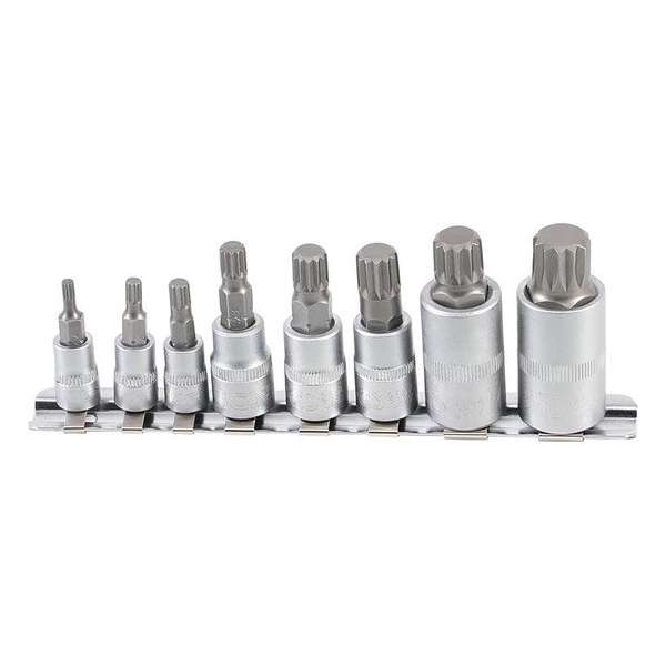 Dopsleutel, Veeltand, XZN, spline, multi-torx doppenset (1/4" + 3/8" + 1/2") 8 delig BGS 5105 Dopsleutel, Veeltand, XZN, spline, multi-torx doppenset (1/4" + 3/8" + 1/2") 8 delig BGS 5105