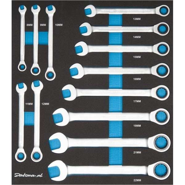 Datona® Ringratelsleutelset 13-delig in Plus softmodule Datona® Ringratelsleutelset 13-delig in Plus softmodule