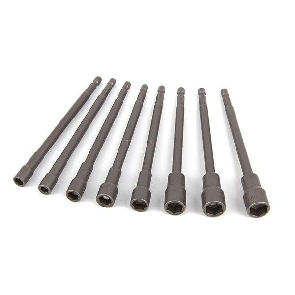 HBM 8 Delige Extra Lange 150 mm. Magnetische Dopsleutelset met HEX opname HBM 8 Delige Extra Lange 150 mm. Magnetische Dopsleutelset met HEX opname