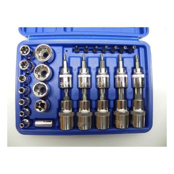 Torx doppenset 1/4", 3/8"inch en 1/2" 29-delig Torx doppenset 1/4", 3/8"inch en 1/2" 29-delig