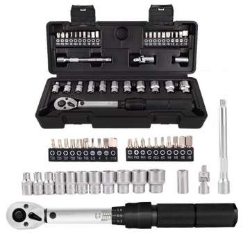35 in 1 Huishoudelijke Verstelbare Steeksleutel Dopsleutel Tool Kit 2-20Nm 1/4 Preset Professionele Momentsleutel Sets Fiets Fix