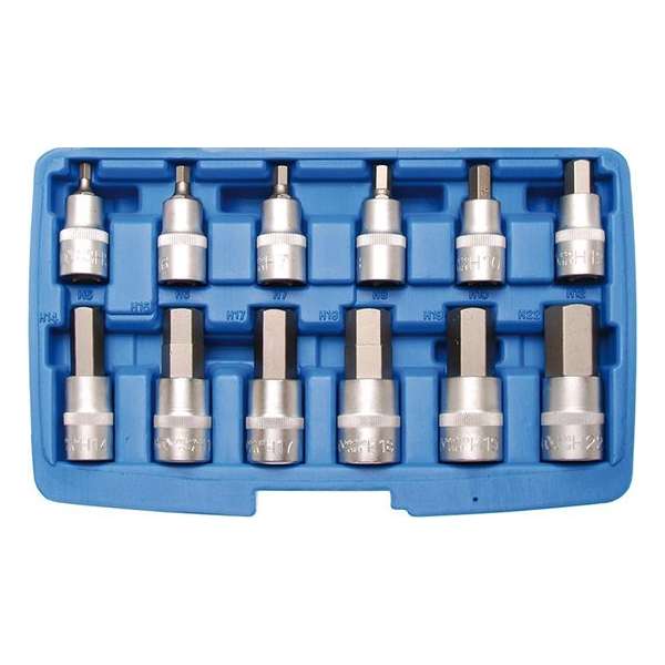 Inbus doppenset - binnen 6 kant 1/2" 5-22 mm 12 delig, BGS 5052 Inbus doppenset - binnen 6 kant 1/2" 5-22 mm 12 delig, BGS 5052