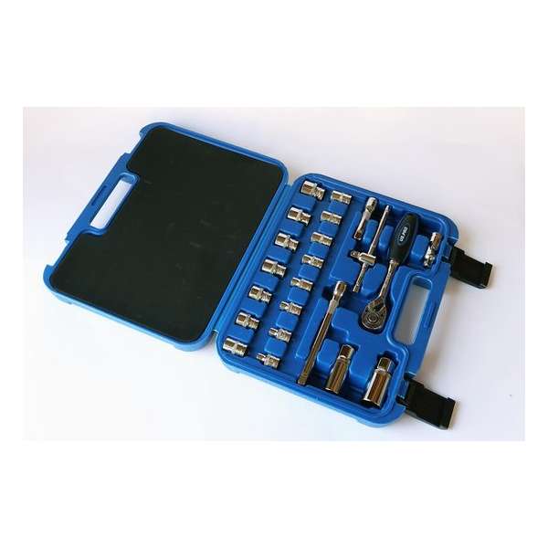 Doppenset / Dopsleutelset met 72-tandige ratel 3/8" 22-delig Doppenset / Dopsleutelset met 72-tandige ratel 3/8" 22-delig