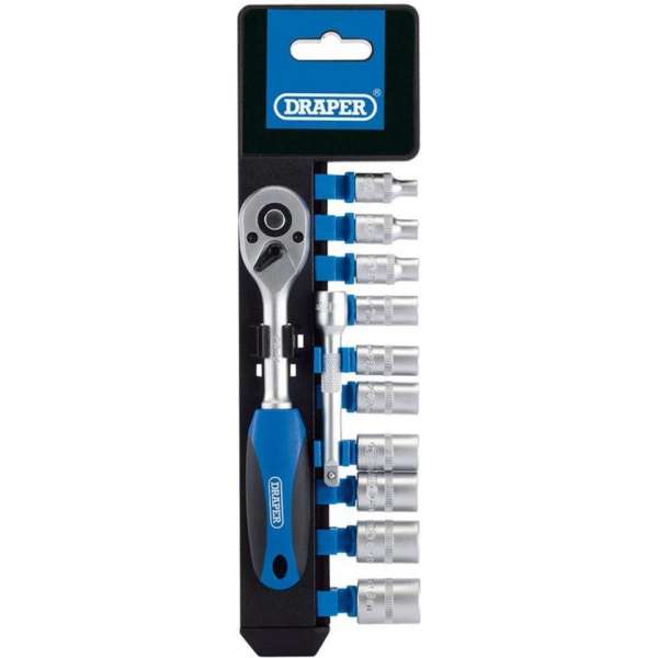 Draper Tools Metrische doppen en ratel set 1/4'' 12-delig 16369 Draper Tools Metrische doppen en ratel set 1/4'' 12-delig 16369