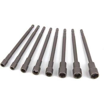 8 Delige Extra Lange 150 mm. Magnetische Dopsleutelset met HEX opname