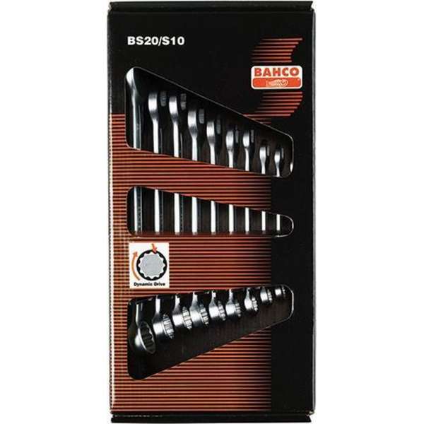 Bahco BS20/S10 Ring-steeksleutelset, gebogen, metrisch 10-delig Bahco BS20/S10 Ring-steeksleutelset, gebogen, metrisch 10-delig