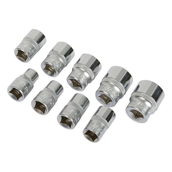 Silverline 3/8 metrische doppen set 9 st. 8 - 19 mm Silverline 3/8 metrische doppen set 9 st. 8 - 19 mm