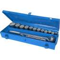 Silverline Doppenset 3/4" - 22 t/m 46 mm. T-staaf, 200 mm. verlengstuk - 15 Delig