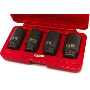 4 Delige 1/2" Lange Krachtdoppenset Grote Maten for pro's